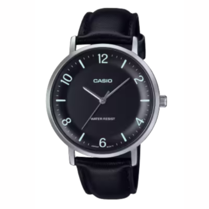 Casio General MTP-VT03L-1B Black Leather Band Men Watch